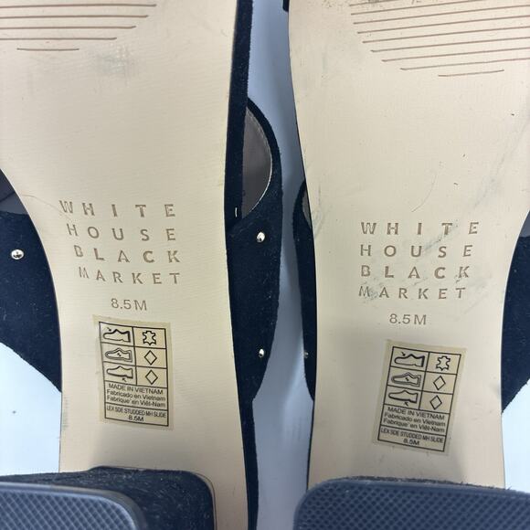 White House Black Market Gold Studded Suede Block Heeled Sandal 8.5 - Picture 7 of 7